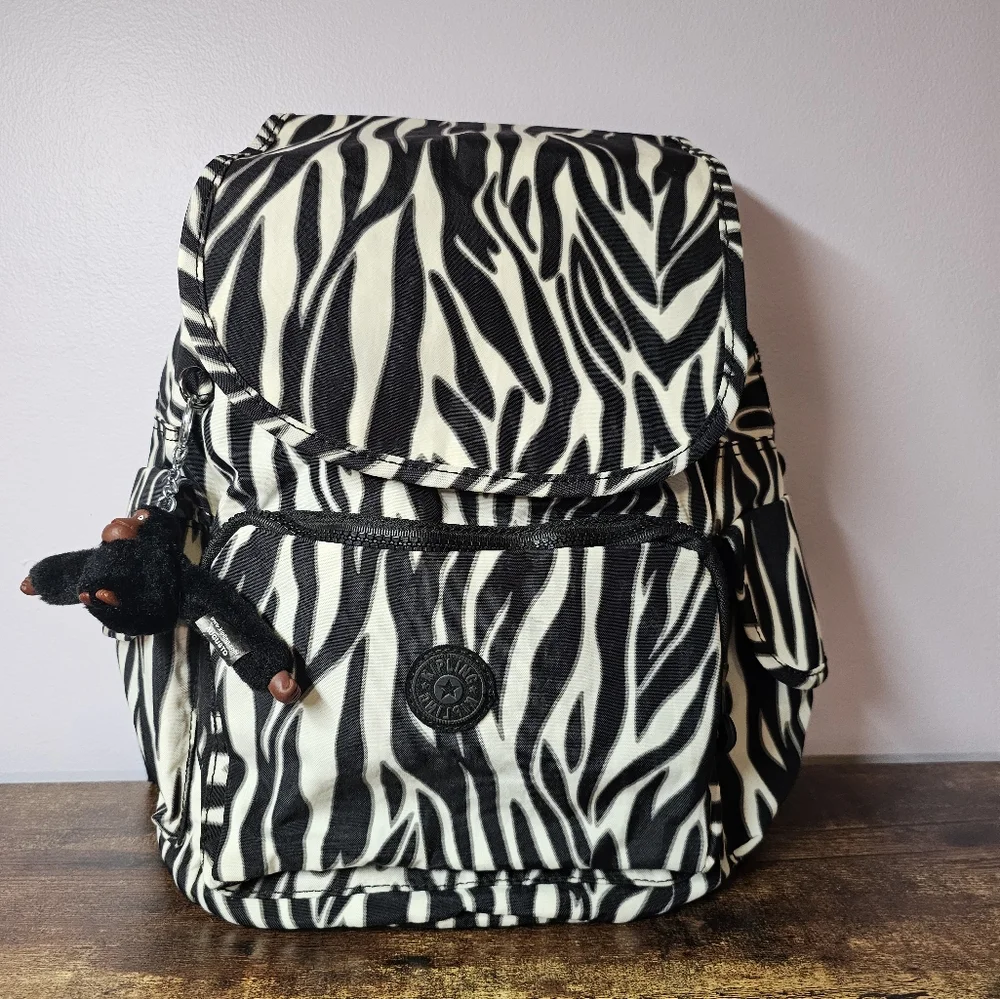Kipling Seoul Red Zebra Pattern Backpack. Seoul 15 main image 4